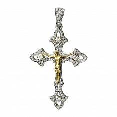 Крест из комбинированного золота c бриллиантом 01Р680921