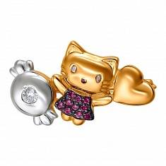 Брошь "Hello Kitty" из серебра Е12Ш25060180ЭП