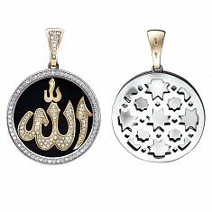 Подвески с мусульманской символикой из комбинированного золота c бриллиантом и эмалью 01П682329Э