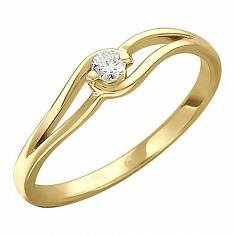 Кольцо из желтого золота c бриллиантом 01К636737
