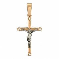 Крест из комбинированного золота c бриллиантом 01Р660604