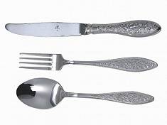 Набор: ложка, вилка, нож из серебра А1НБ05195