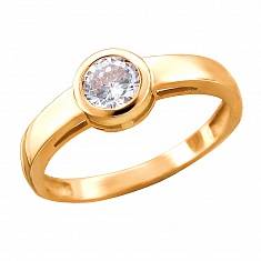Кольцо из красного золота c фианитом 01К1112436Р
