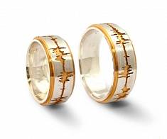 Обручальные кольца с звуковой дорожкой комбинированное золото Н-1115