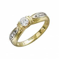 Кольцо из комбинированного золота c фианитом 01К165101Ж
