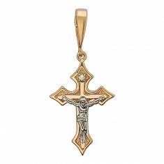 Крест из комбинированного золота c бриллиантом 01Р660605