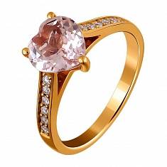 Кольцо из красного золота c бриллиантом и морганитом 01К617530-1