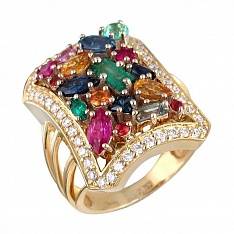 Кольцо из комбинированного золота c рубином и бриллиантом 01К682782-3