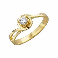 Кольцо из желтого золота c фианитом 01К135761