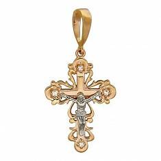 Крест из комбинированного золота c бриллиантом 01Р660610