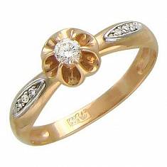 Кольцо из комбинированного золота c фианитом 01К164991