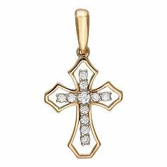 Крест из комбинированного золота c фианитом 01Р160681
