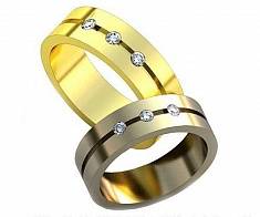 Обручальные кольца плоские с линией и бриллиантами В-4-137