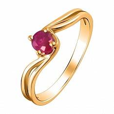 Кольцо из красного золота c рубином 01К516815-3