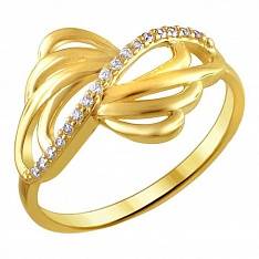 Кольцо из желтого золота c фианитом 01К139775