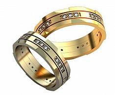 Обручальные кольца с гранями и бриллиантами В-4-144