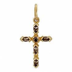 Крест из красного золота c топазом 01Р310451-3