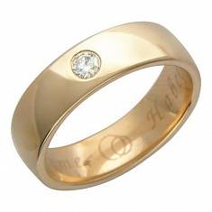 Обручальные кольца из трубы из красного золота c бриллиантом 01О610124