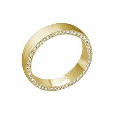 Обручальные кольца из трубы из желтого золота c бриллиантом 01О630375