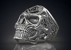 Кольцо мужское масонский череп. И-666071