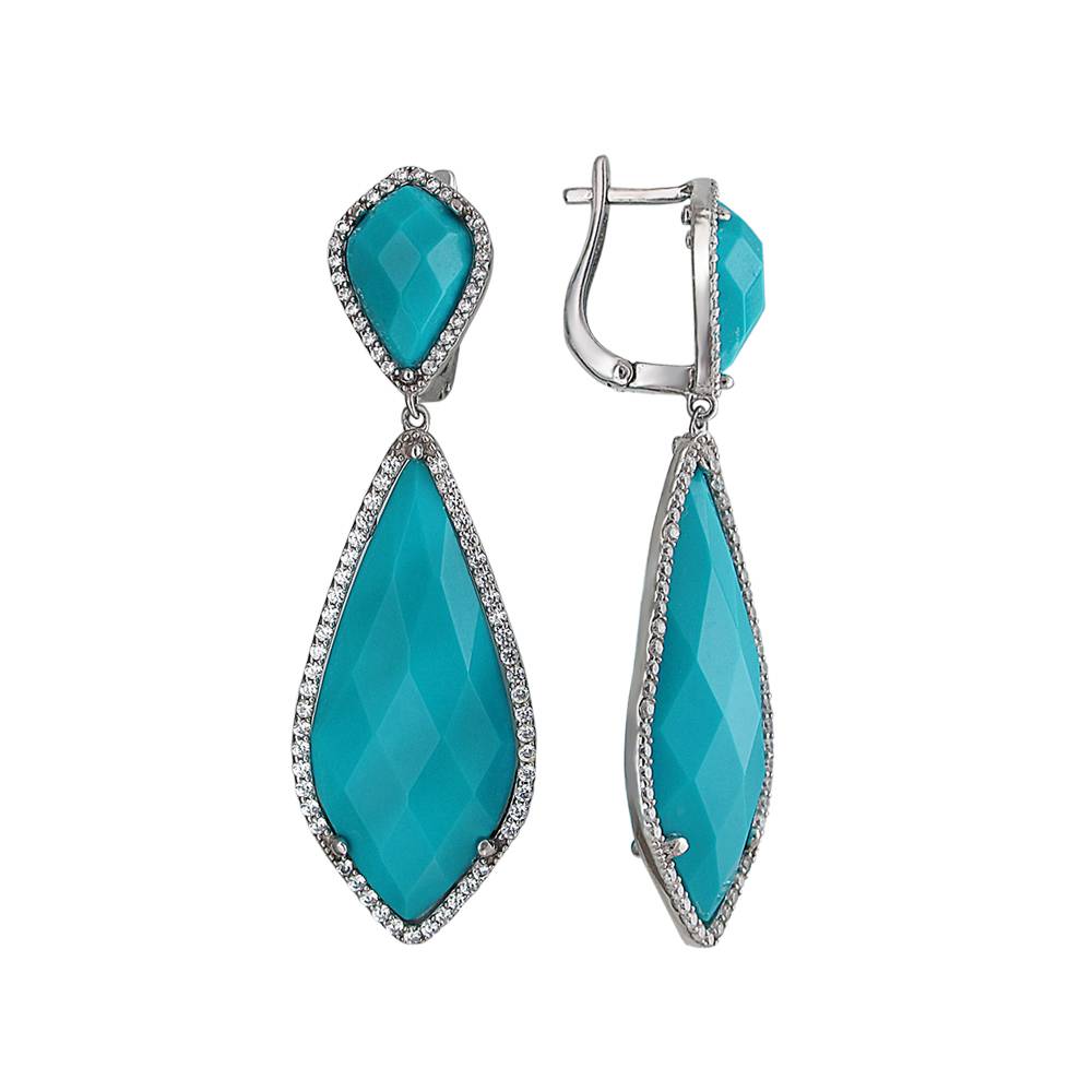 Серьги из серебра c агатом и цирконием 