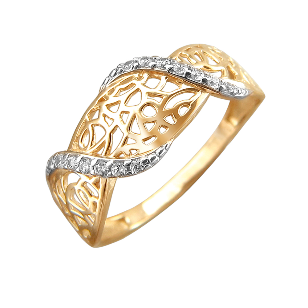 Кольцо из красного золота c фианитом 