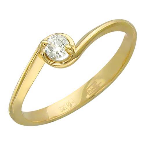 Кольцо из желтого золота c бриллиантом 01К636812 фото