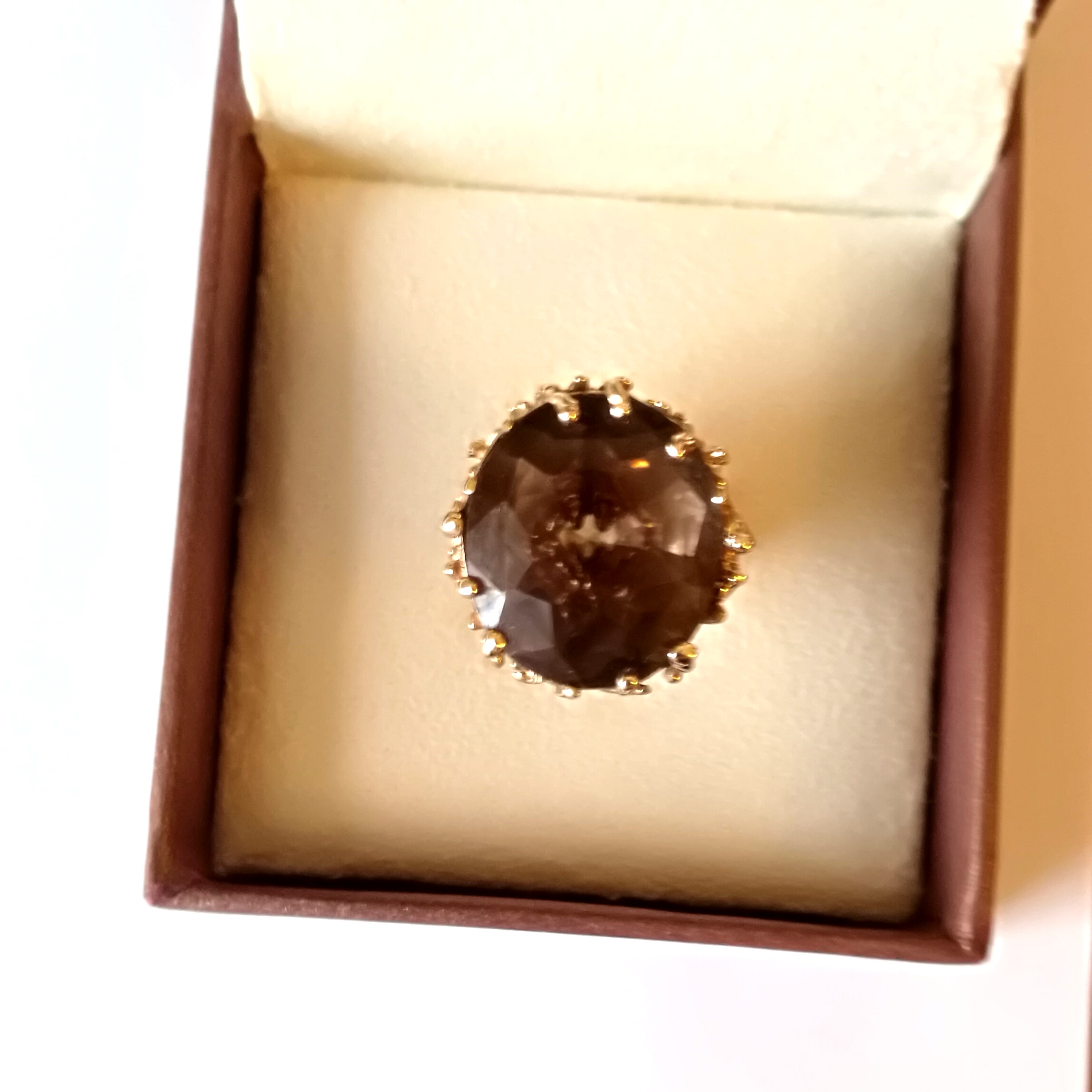 Оригинальное кольцо из желтого золота с раух топазом КН-01-01 фото