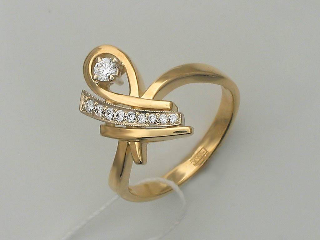 Кольцо из комбинированного золота c бриллиантом 32К660293 фото
