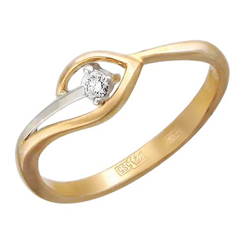 Кольцо из комбинированного золота c бриллиантом 01К662901 фото