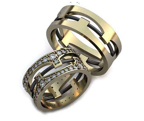 Оригинальные обручальные кольца с бриллиантами 