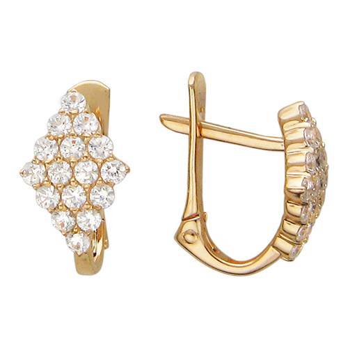 Серьги из красного золота c фианитом 