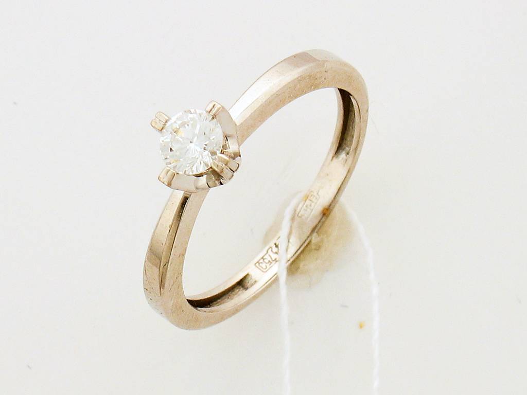 Кольцо из белого золота c бриллиантом 01К672816 фото