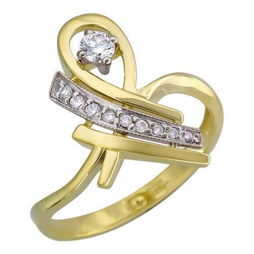 Кольцо из комбинированного золота c бриллиантом 01К665051Ж фото