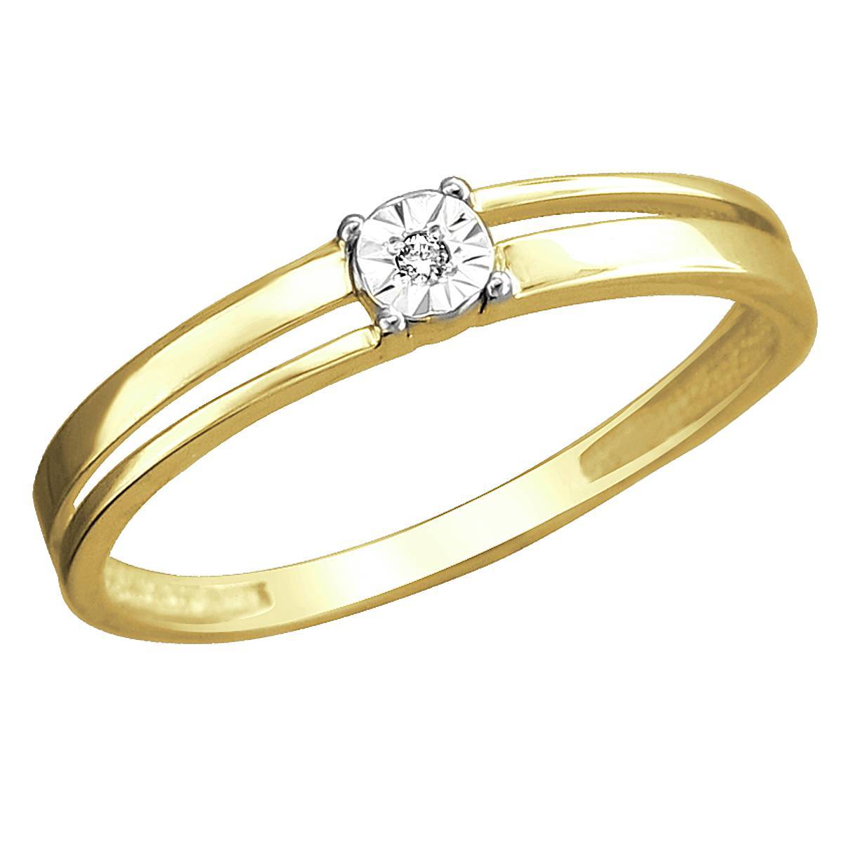 Кольцо из комбинированного золота c бриллиантом 01К6612249Ж фото