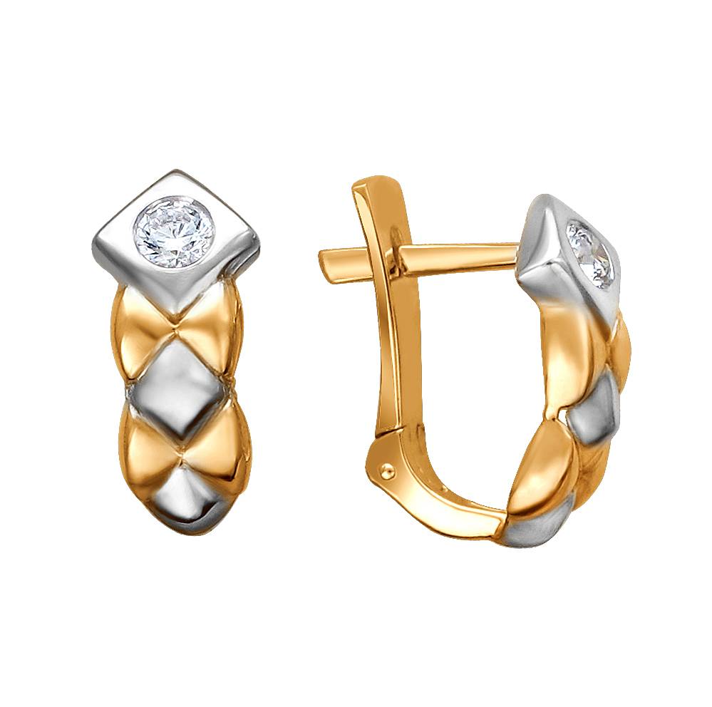 Серьги из красного золота c фианитом 