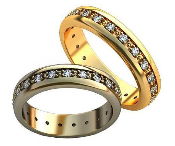 Обручальные кольца с бриллиантами по кругу 