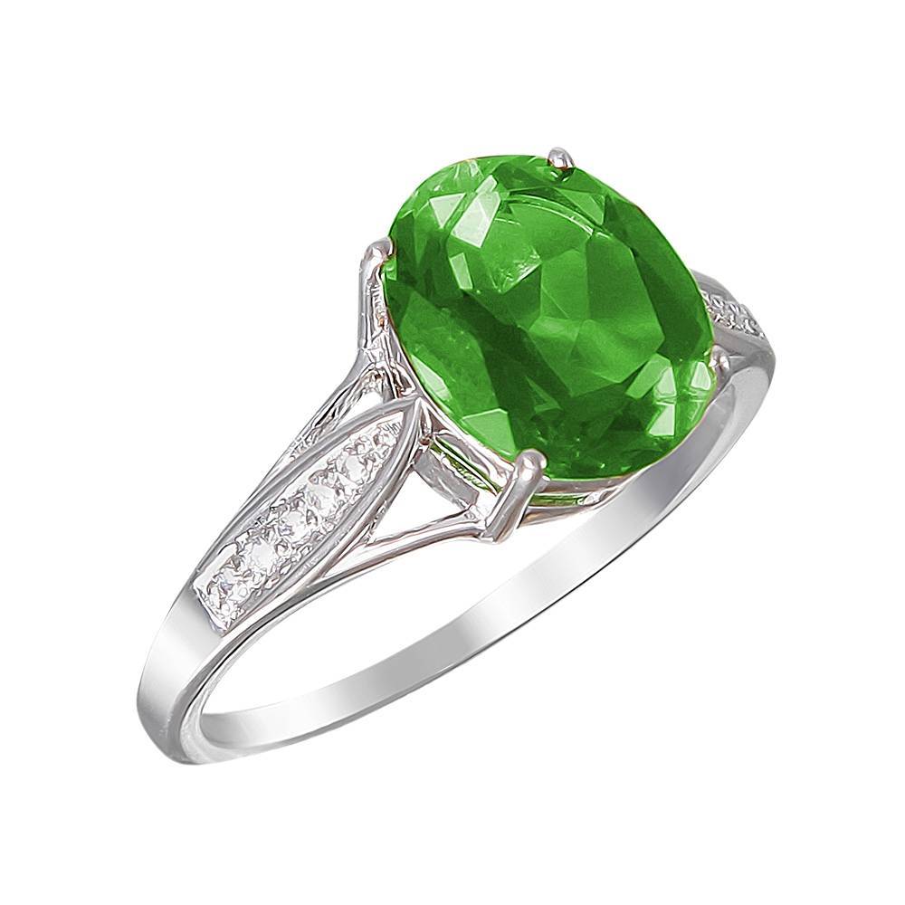 Кольцо из серебра c фианитом и султанитом 