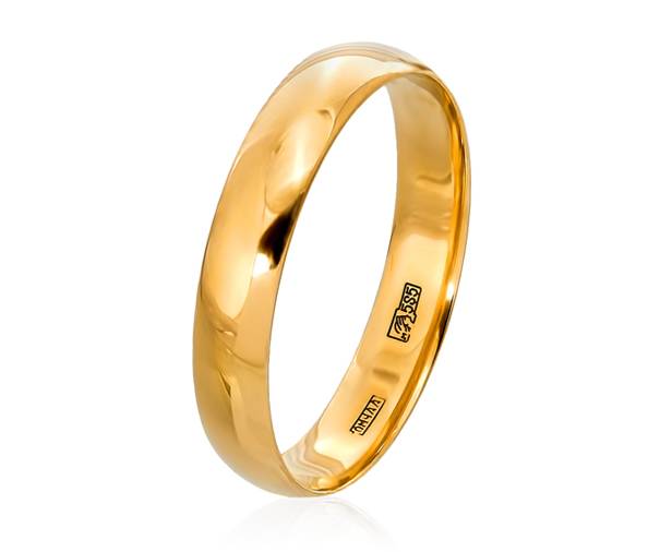 Классическое обручальное кольцо из жёлтого золота ширина 4 мм 