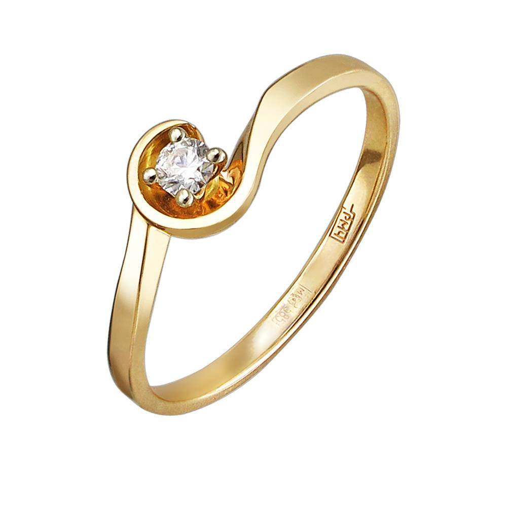 Кольцо из комбинированного золота c бриллиантом 01К668172Ж фото