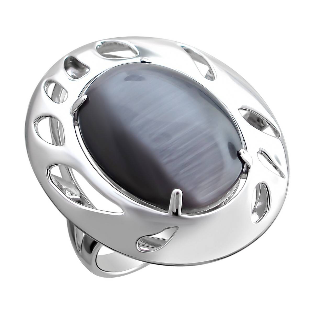 Кольцо из серебра c кошачьим глазом С15К251502С фото