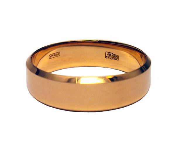 Обручальное кольцо плоское c алмазной фаской в красном золоте 60-01-1-10-162 фото