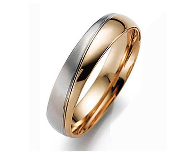 Обручальное кольцо из белого и красного золота 