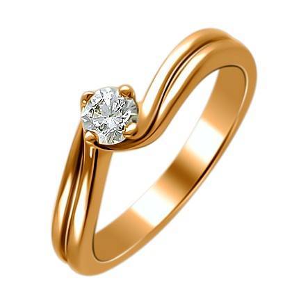 Кольцо из желтого золота c бриллиантом 32К640252 фото