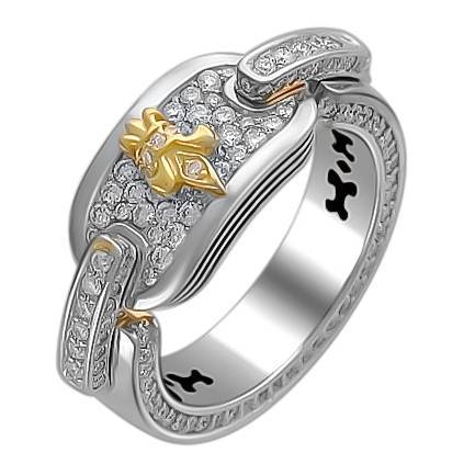 Кольцо из комбинированного золота c бриллиантом 01Т683517 фото