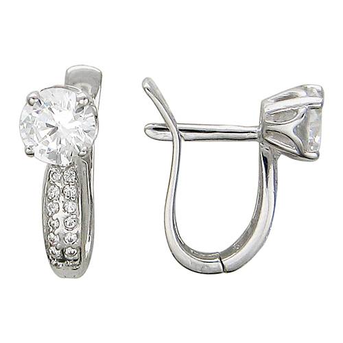 Серьги из белого золота c фианитом 