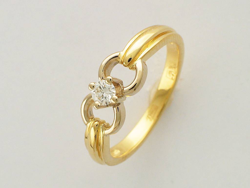 Кольцо из комбинированного золота c бриллиантом 32к680533 фото