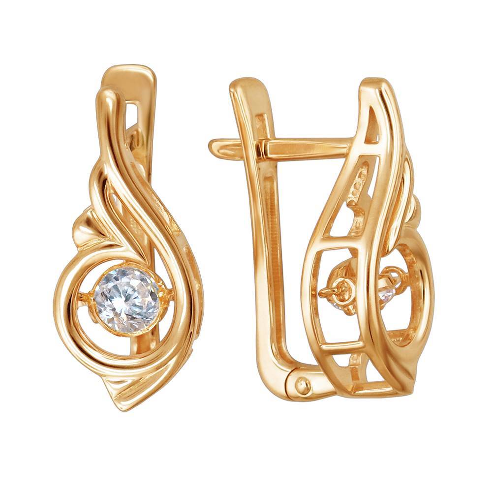 Серьги из красного золота c фианитом 