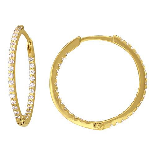 Серьги конго из желтого золота c фианитом 