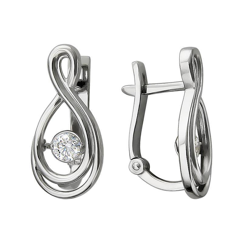 Серьги из белого золота c фианитом 